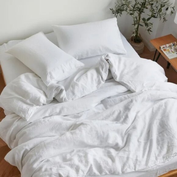 Sijo Stone Washed 100% Organic French Linen Bed Sheet Set. - Picture 1 of 2
